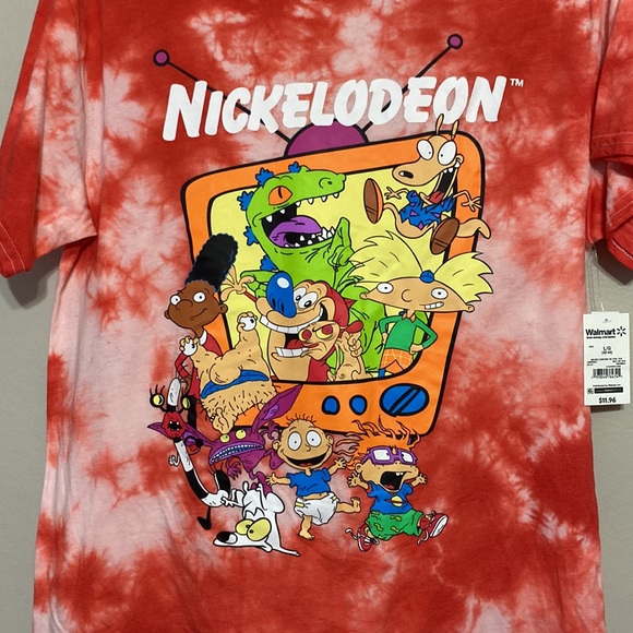 New with tags nickelodeon TShirt size Large unisex Tie dye red and white - Picture 2 of 3